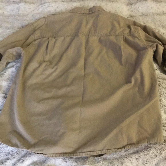 Khaki canvas button down shirt M elbow patches rustic hunter field stream - Picture 8 of 8